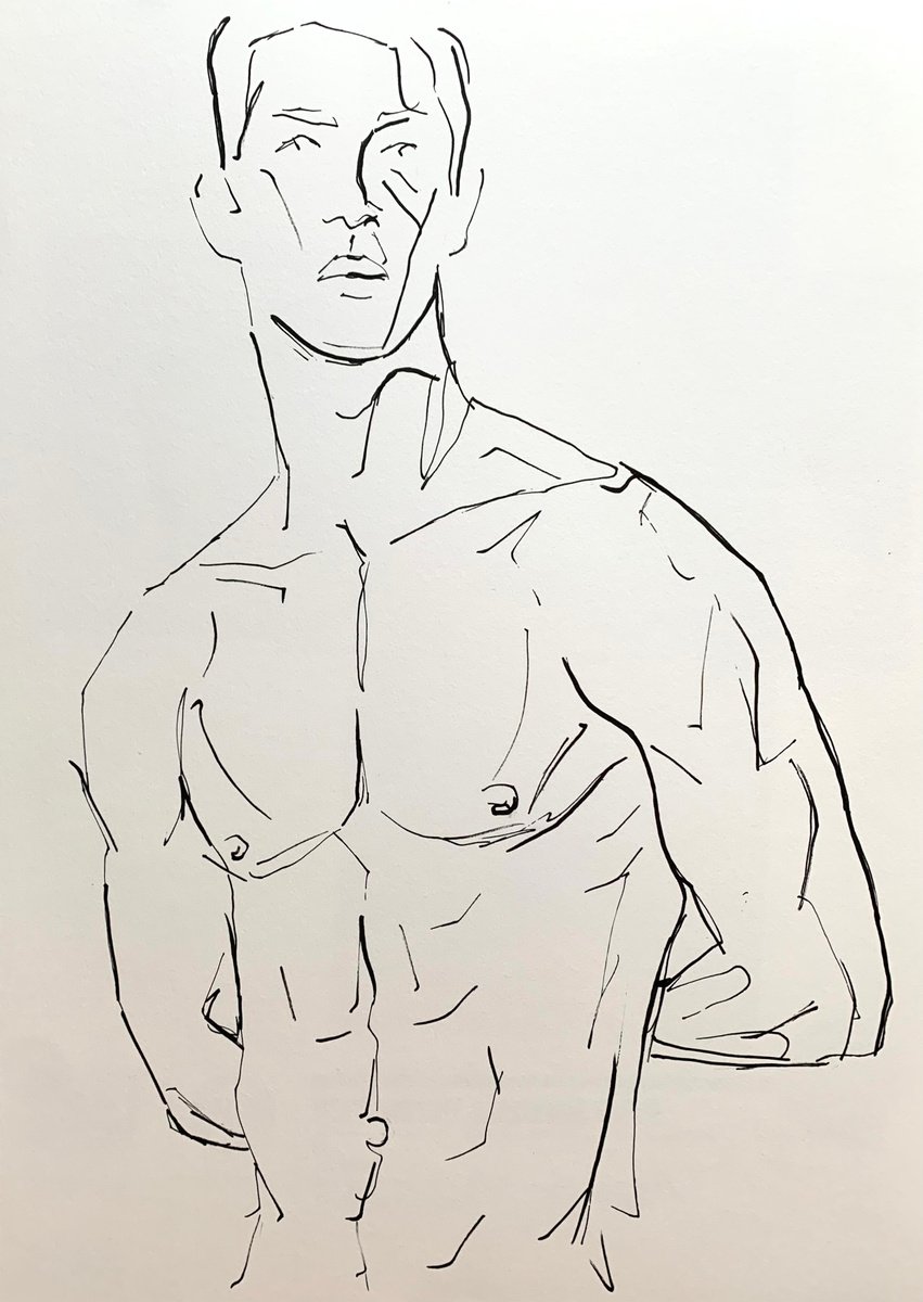Male nude drawing man sketch by Emmanouil Nanouris