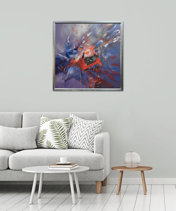 Peacock asleep beautifull bizzare bird shape abstract painting large scale by master O Kloska