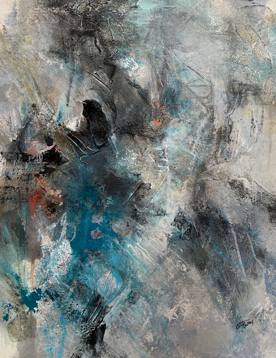 Organic Abstract Painting By Katja Wittmer, 20 X 24", Impromptu Iv, Original Artwork