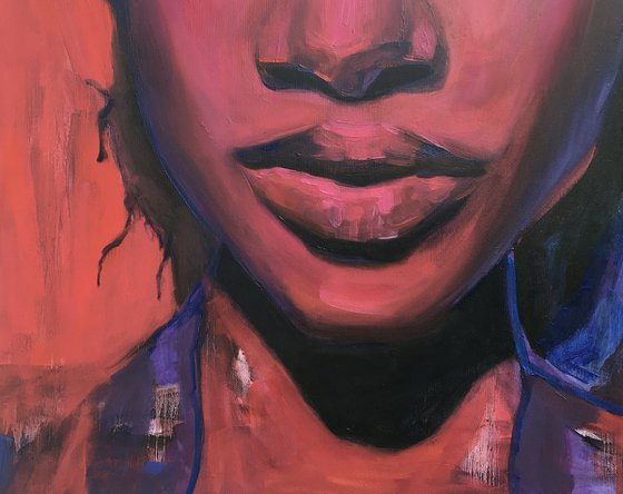 FLOW - Black woman oil portrait painting