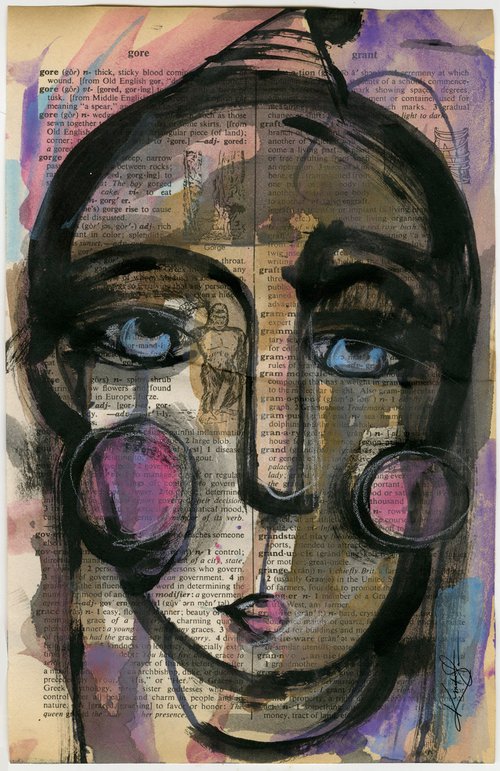 Funky Face 2020-36 - Mixed Media Painting by Kathy Morton Stanion by Kathy Morton Stanion