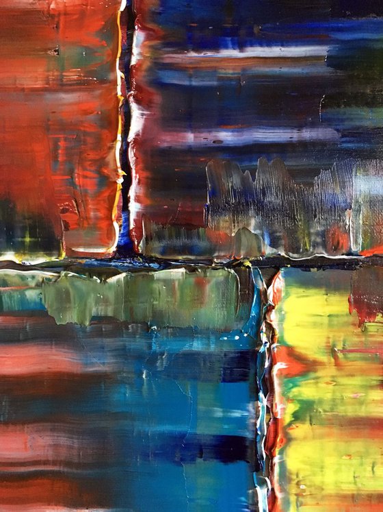 "Bricklaying" - FREE USA SHIPPING - Original PMS Abstract Diptych Oil Paintings On Canvas - 44" x 24"