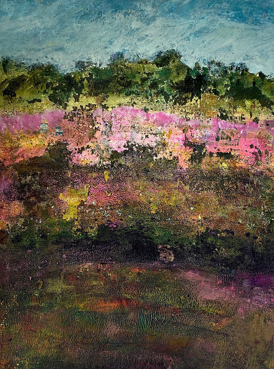 Impressionistic Painting , Fireweed Field By Suzsi Corio, 12 X 15, Artwork For Sale On Artfinder