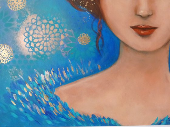 Reserved for Stacy The blue muse 60 x 81 cm