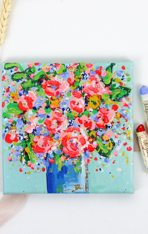 Lost In Roses - Small Original Painting by Shazia Basheer