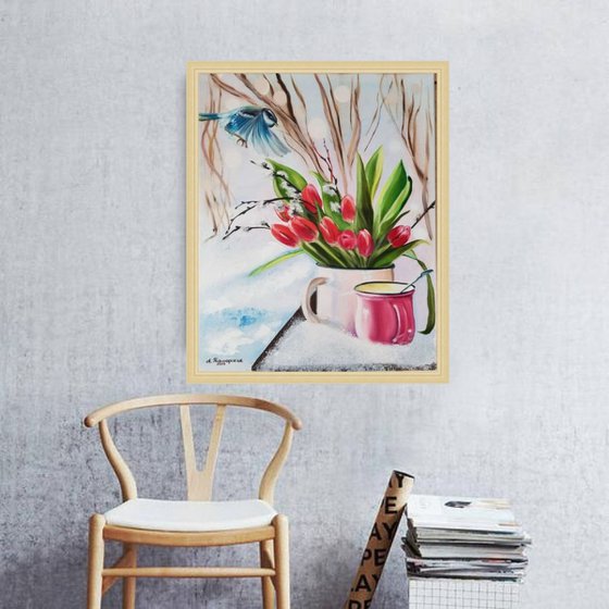 Spring Thaw with Tulips