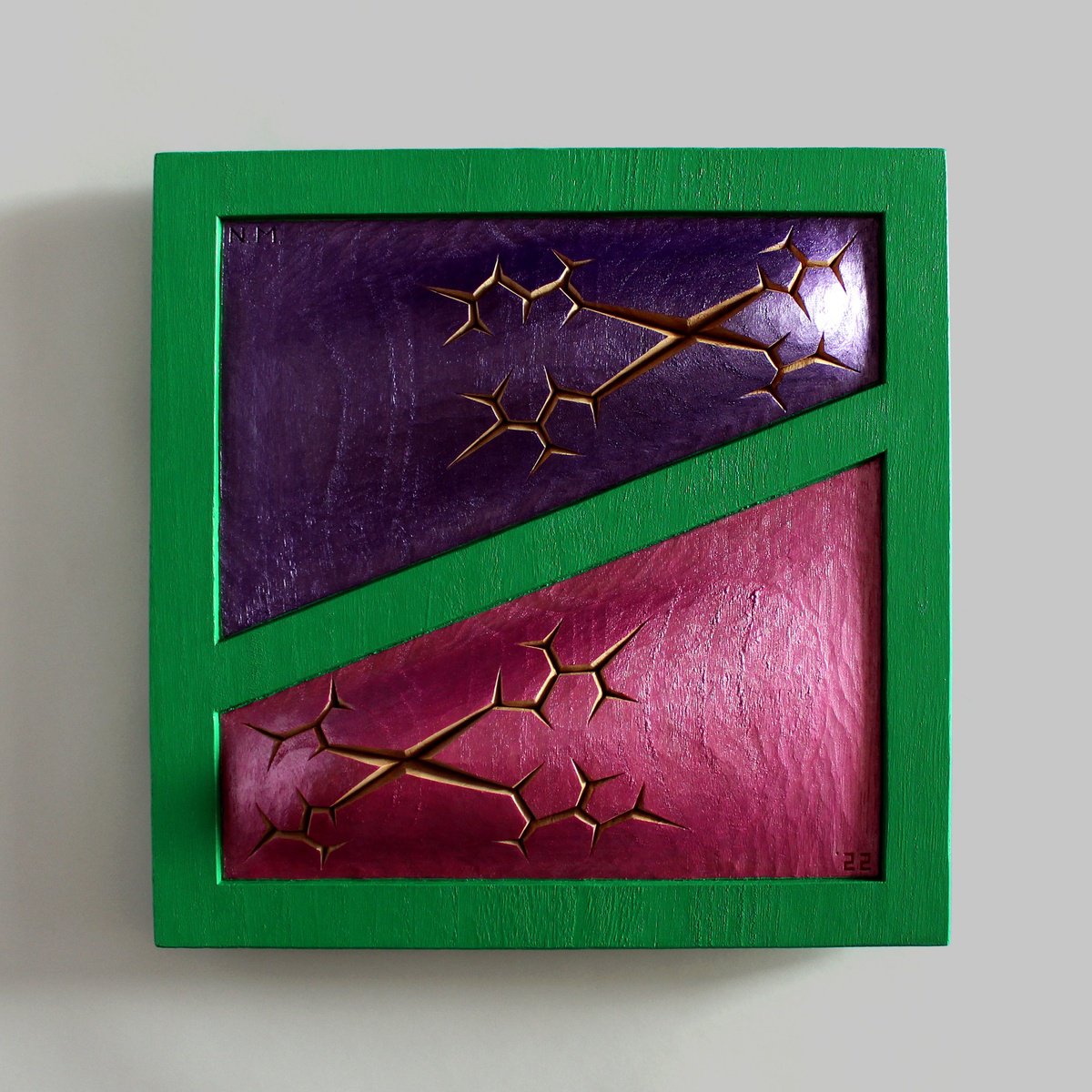 Urban And Pop Abstract Relief By Nikolay Martinov, 12 X 12", "Cross Tension I", Original Artwork
