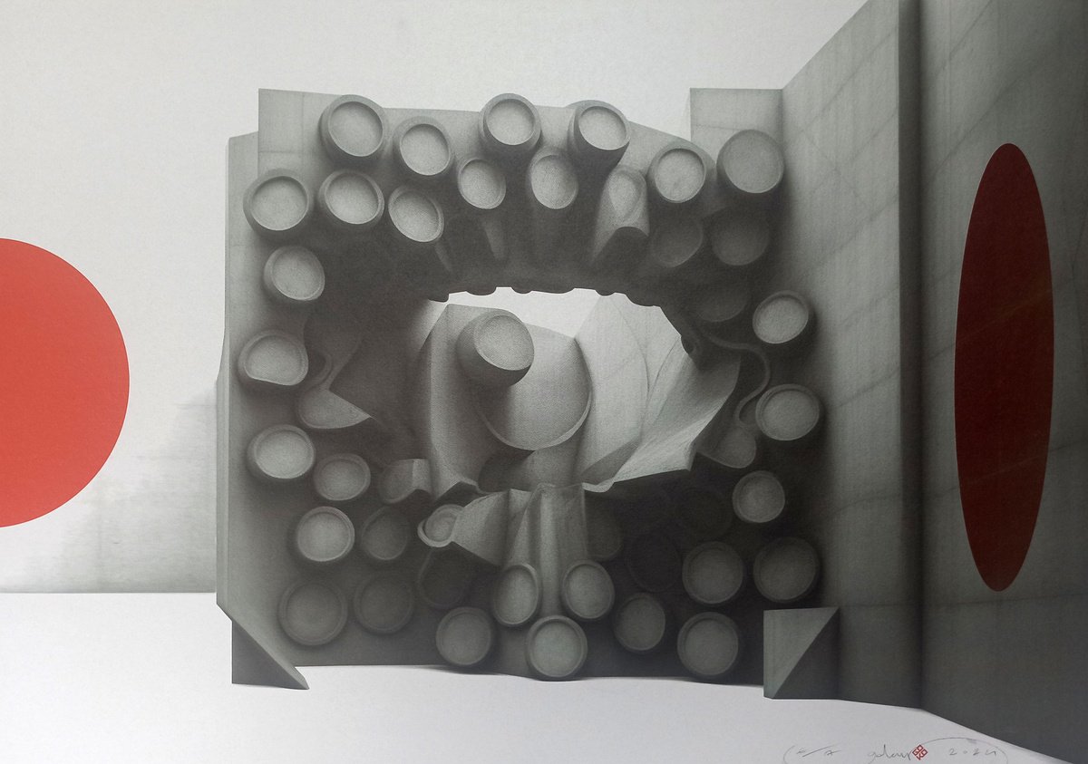 Abstract Cityscapes Giclee Print By Gokhan Okur, 39 X 28, Brutalist 03, Original Artwork