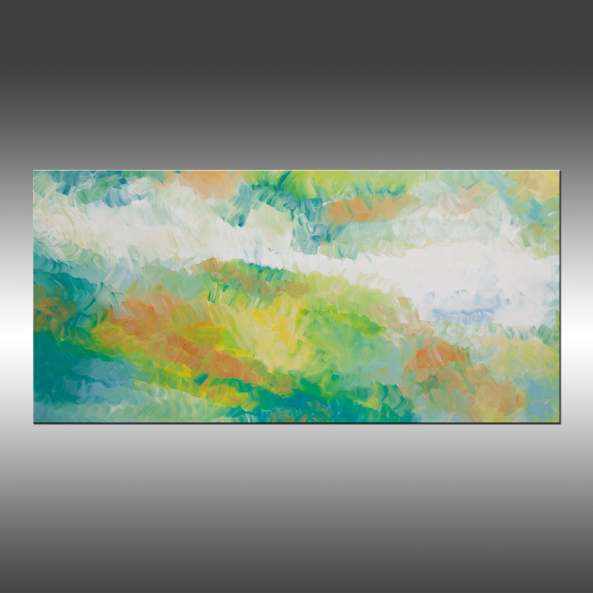 Abstract Acrylic Painting By Hilary Winfield, 48 X 24, Botanical Garden 4, Original Artwork