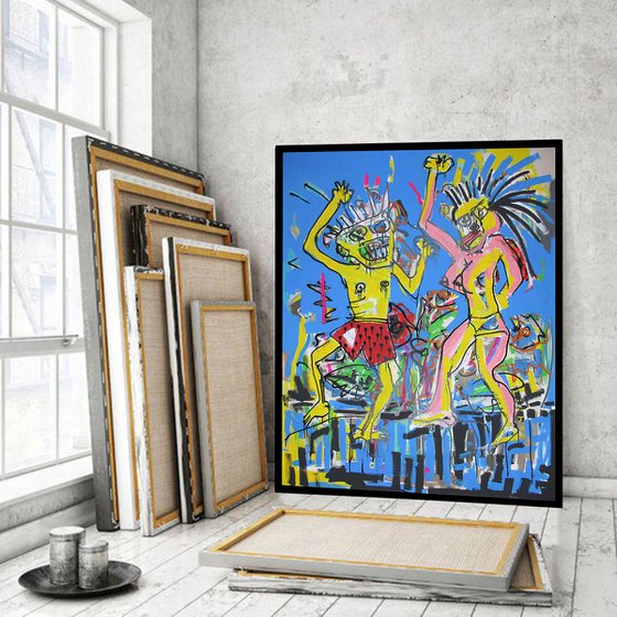 Dancers Large CANVAS 140 X 180 CM / 55,11 X 70,86 INCH ABSTRACT EXPRESSIONISM
