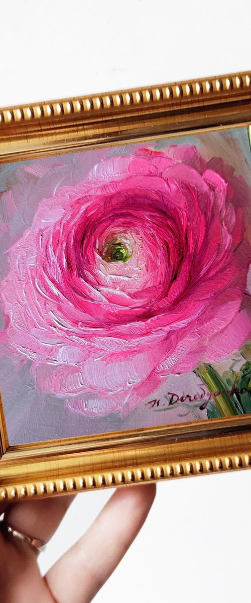 Ranunculus flower painting by Nataly Derevyanko