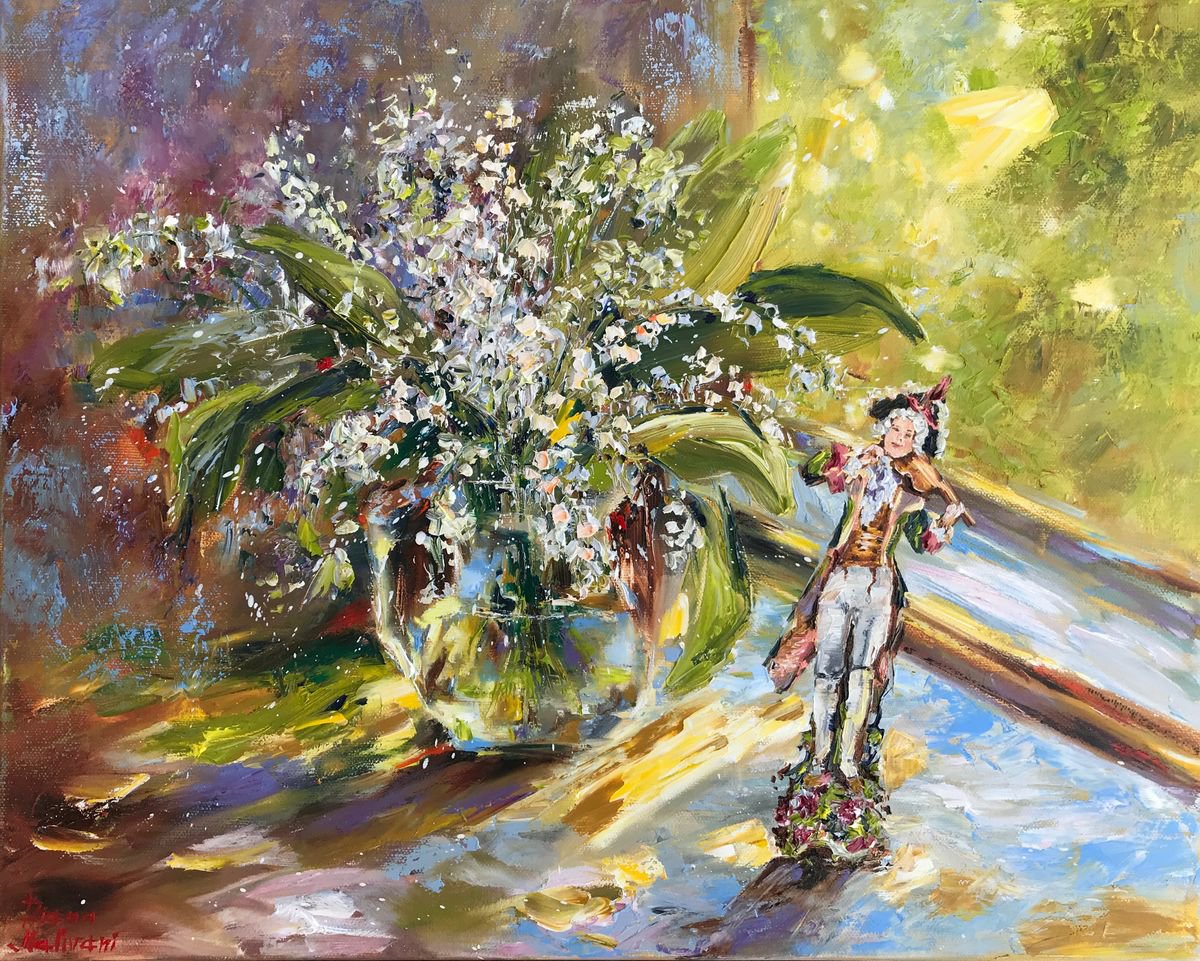 Impressionistic Botanical Oil Painting By Diana Malivani, 20 X 16, Minuetto, Original Artwork