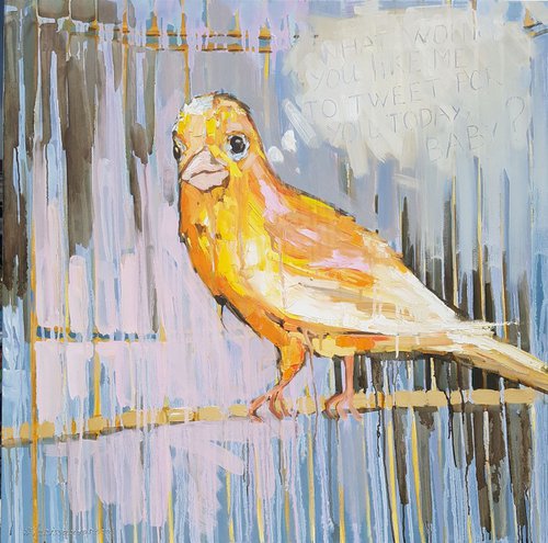 Painting Twitter, 80×80 cm, original painting, Free shipping by Larissa Uvarova