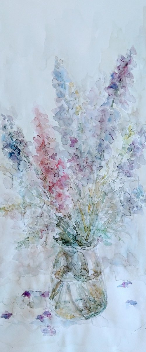 Delphinium 50x65 cm 2025 by Elena Klyan