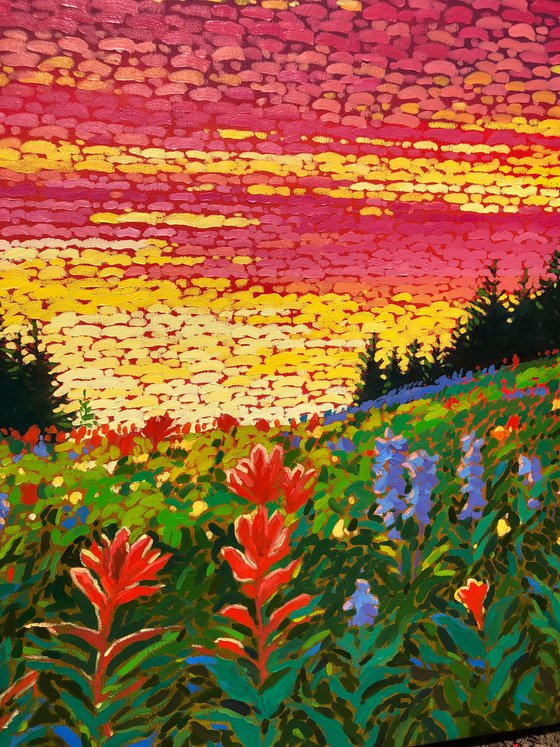 Sunset in mountains