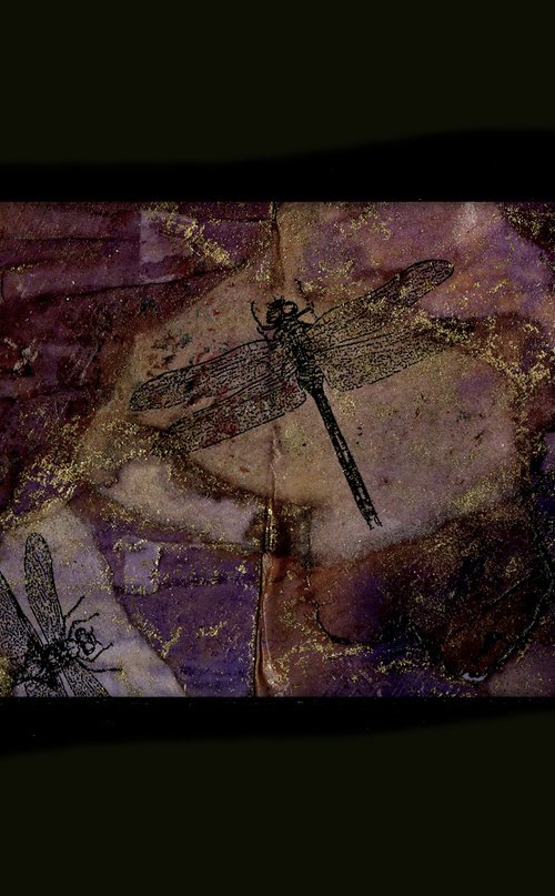 Dragonfly 56 - Small abstract collage painting by Kathy Morton Stanion by Kathy Morton Stanion
