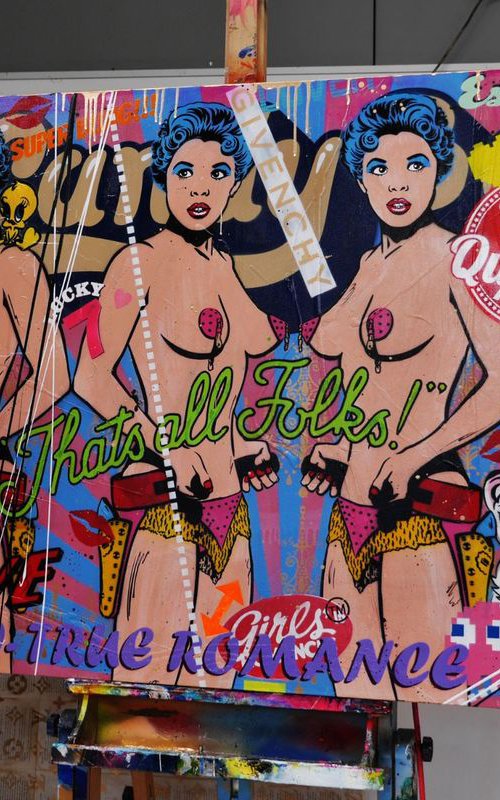 Cabaret and Cabernet 160cm x 100cm Huge Texture Urban Pop Art by Franko