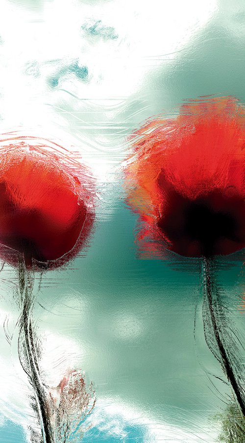 5 amapolas/XL large original artwork by Javier Diaz