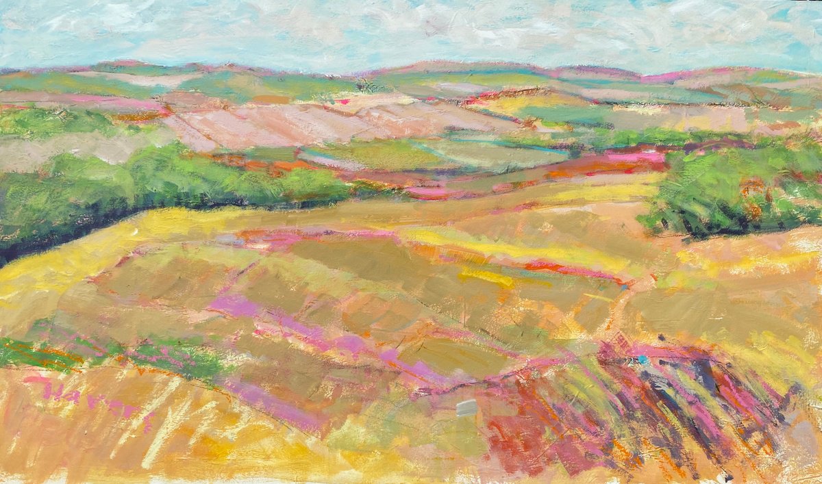  The Yellow Meadow By Chrissie Havers, 42 X 27, Artwork For Sale On Artfinder