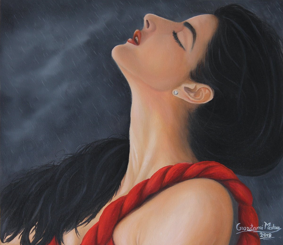 Passion - Woman in red by Goutami Mishra