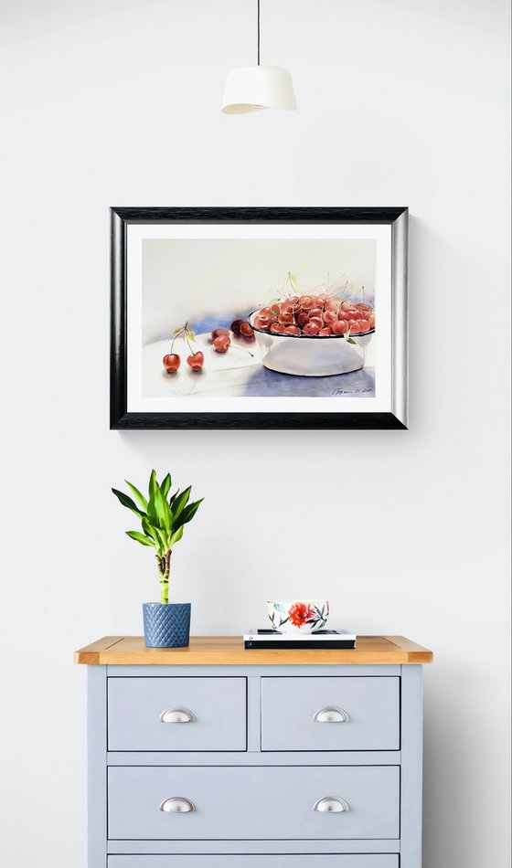 Still life with cherries