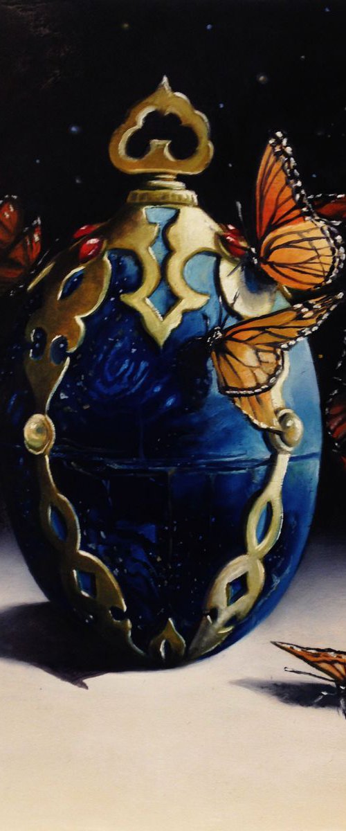 Tender is the night - original oil on wood by Valentina Toma' aka Zoe Chigi