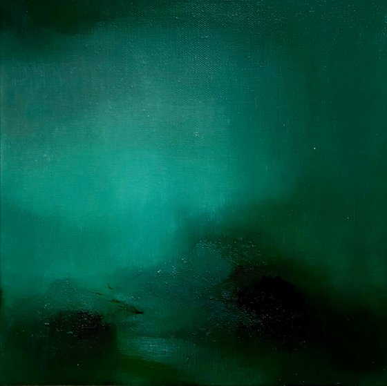 "Green light" 30x30 cm oil painting by Elena Troyanskaya