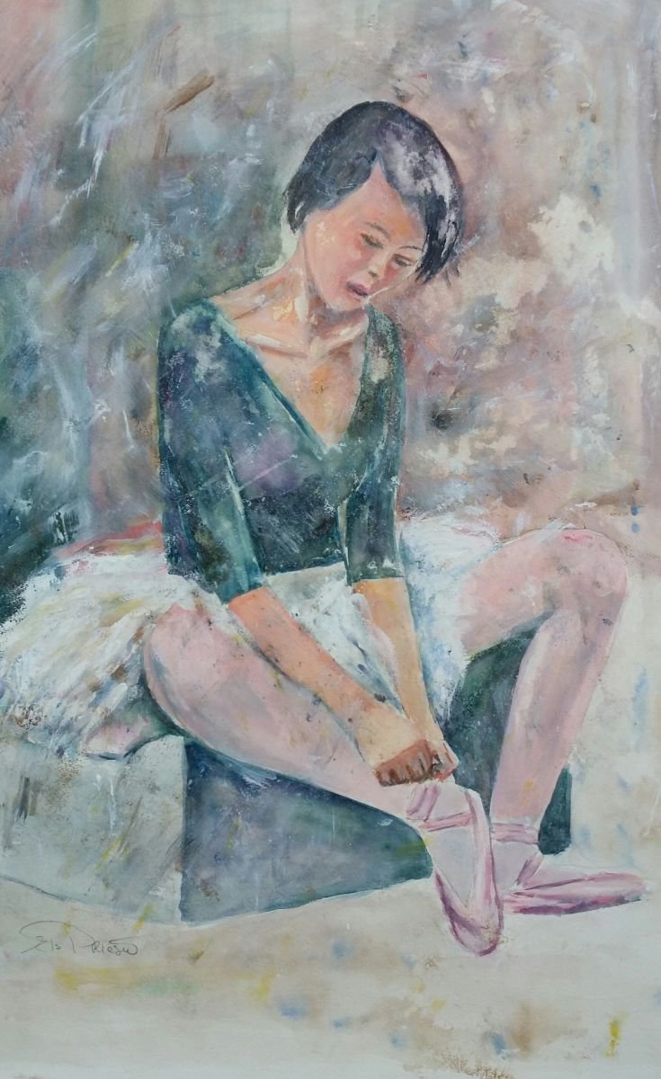 Impressionistic Portrait Acrylic Painting By Els Driesen, 20 X 24, Ballerina, Original Artwork