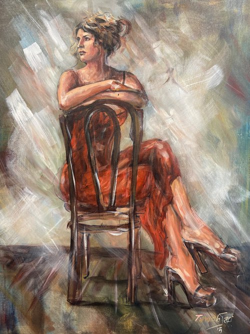 Girl on chair by Tawab Safi