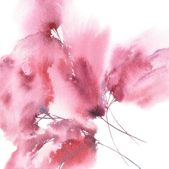 Delicate watercolor flowers painting, set Bright note