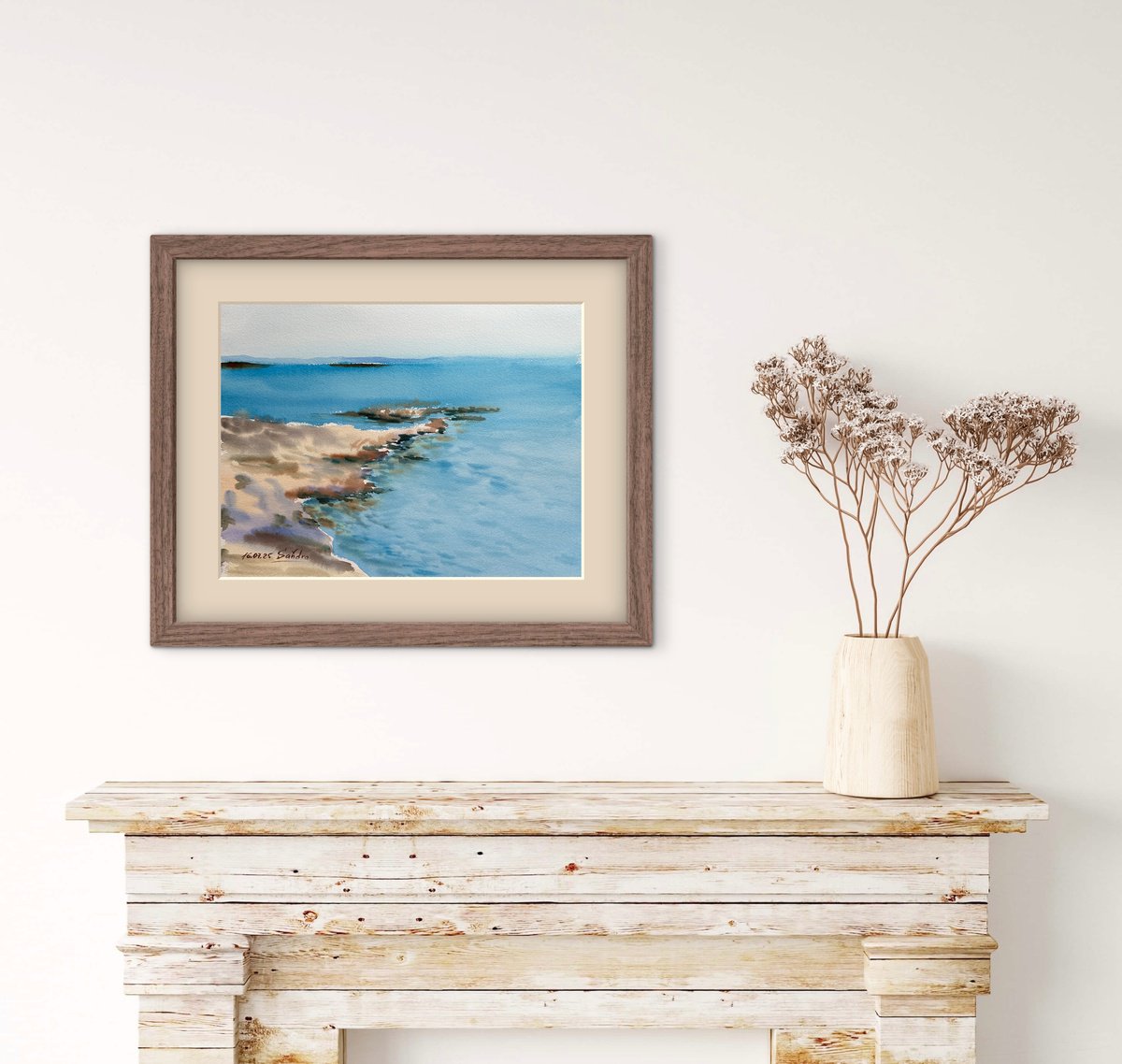 Impressionistic Watercolour , Greek Seaside Serenity By Oleksandra Padushyna, 16 X 12, Artwork For Sale On Artfinder