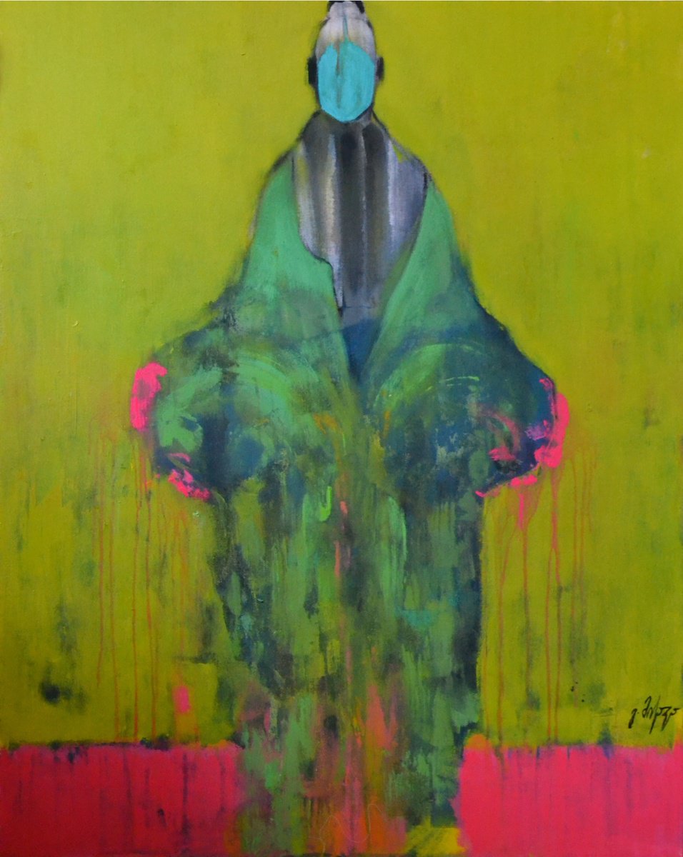 Abstract Painting By Gela Mikava, 31 X 39, The Alienatino Series, Original Artwork