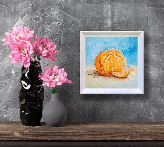 Tangerine Painting Orange Fruit Original Art Citrus Wall Art Kitchen Artwork