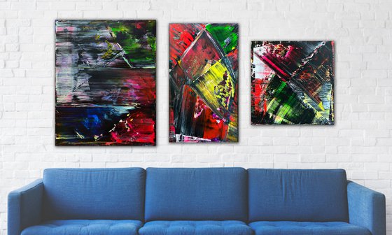 "What We Do In The Shadows" - Save As A Series - Original PMS Abstract Acrylic Painting Diptych On Canvas - 66" x 30"