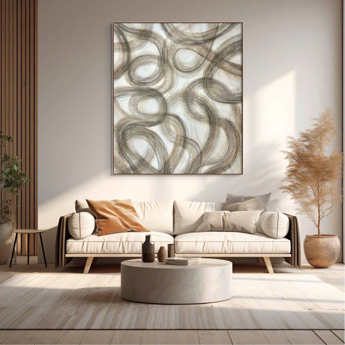 Organic Abstract Acrylic Painting By Michelle Louis, 50 X 60", What Goes Around | Umber, Original Artwork