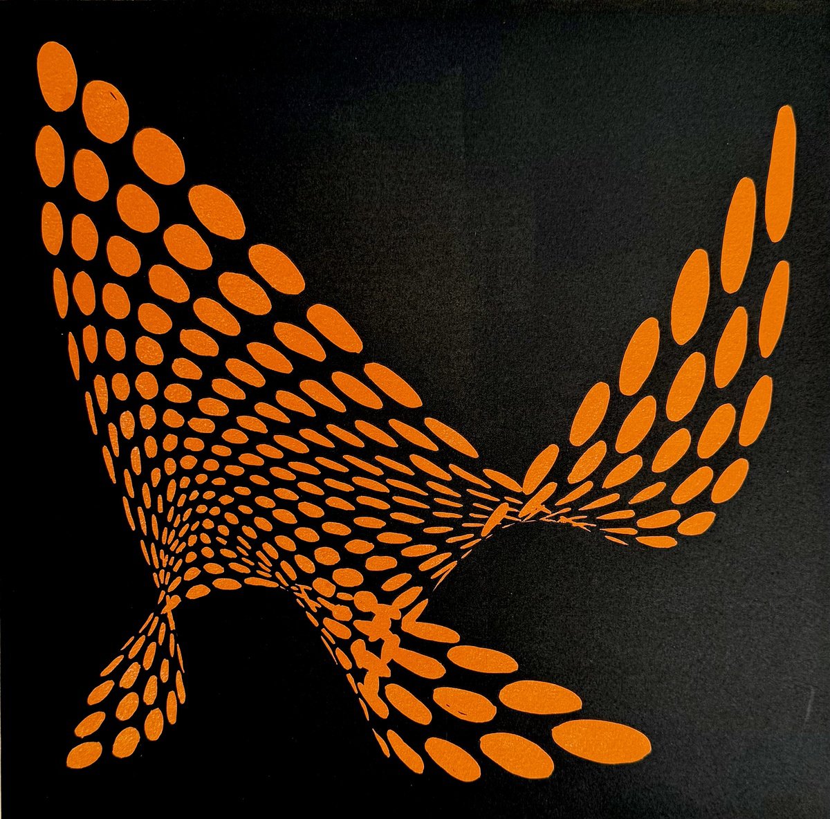 Abstract Linocut By Jacqui Jones, 15 X 15, Orange Gossamer, Original Artwork