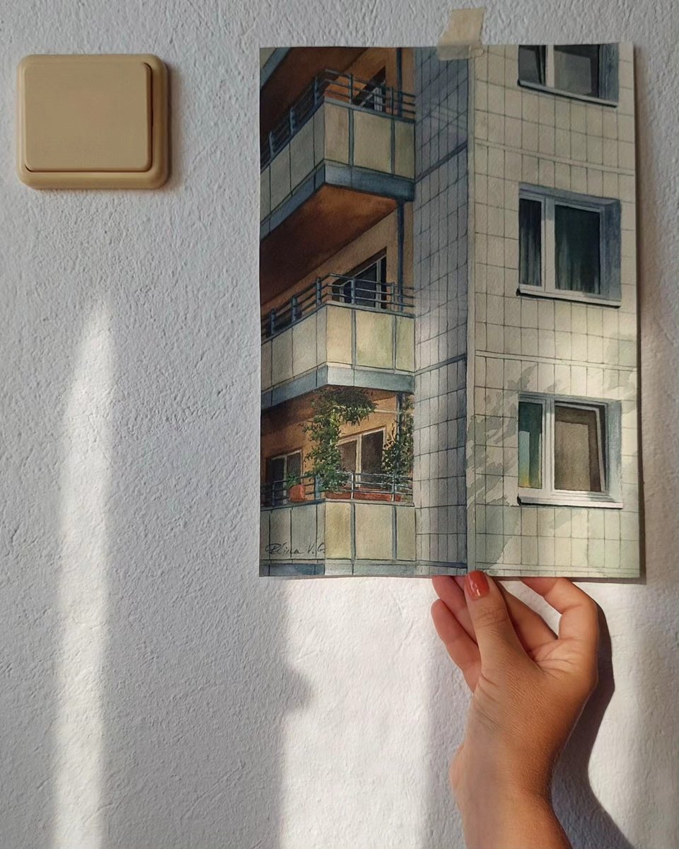 Photorealistic Cityscapes Watercolour By Elina V.g., 8 X 11, Berlin, Original Artwork