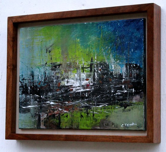 Limelight - Framed original abstract painting