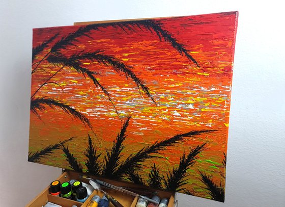 Red Sunset In The Grass