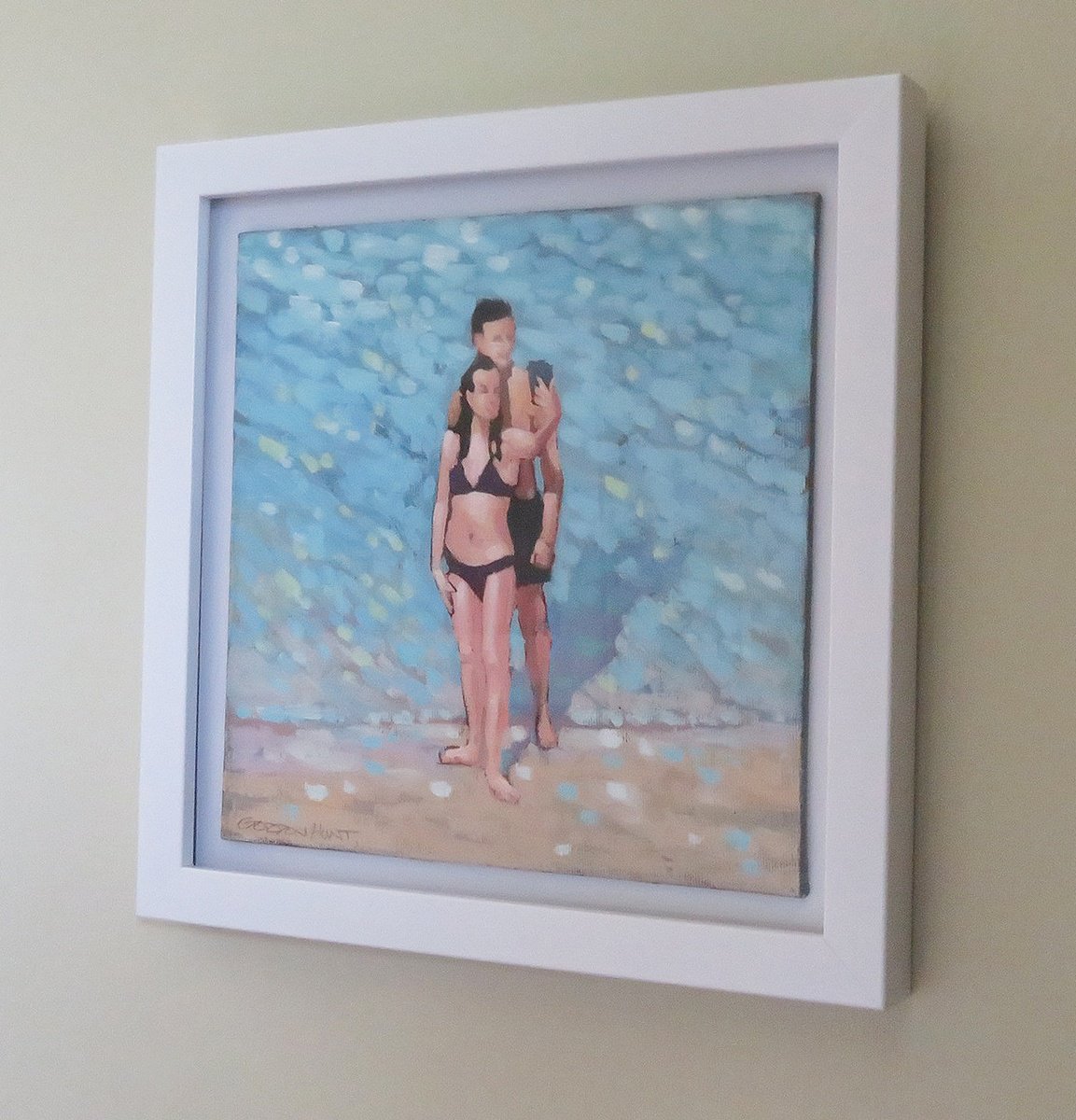 Impressionistic Portrait Oil Painting By Gordon Hunt, 10 X 10, Holiday Selfie, Original Artwork