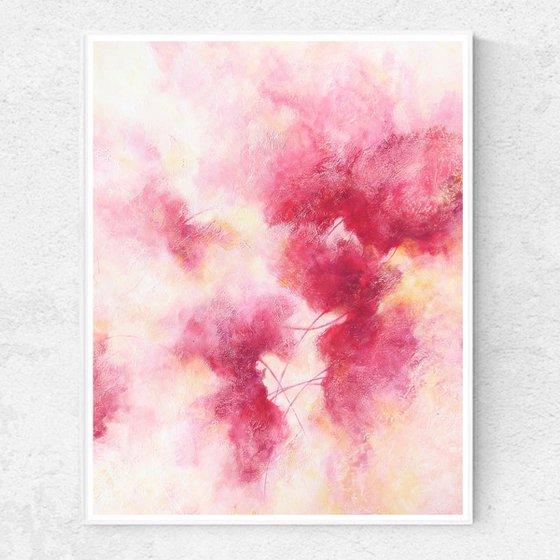 Abstract floral painitng Red Poppies