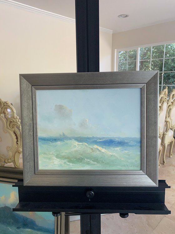 Turquoise Ocean, Original oil Painting, Handmade artwork, Signed, One of a Kind