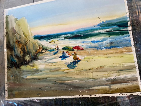 Sold Watercolor "Beach time” perfect gift