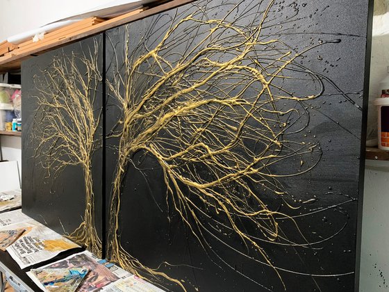 Back Gold Tree Diptych