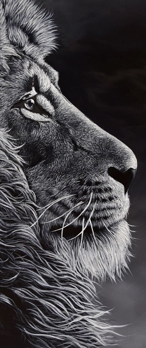 "Lion" , the brave heart  100 X 100 cm by Elena Adele Dmitrenko