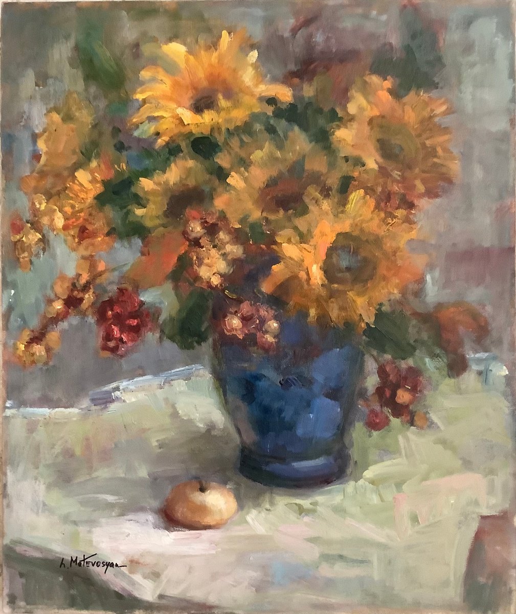 Impressionistic Still Life Oil Painting By Lia Matevosyan Haselton, 20 X 24", Touch Of Sunlight, Original Artwork