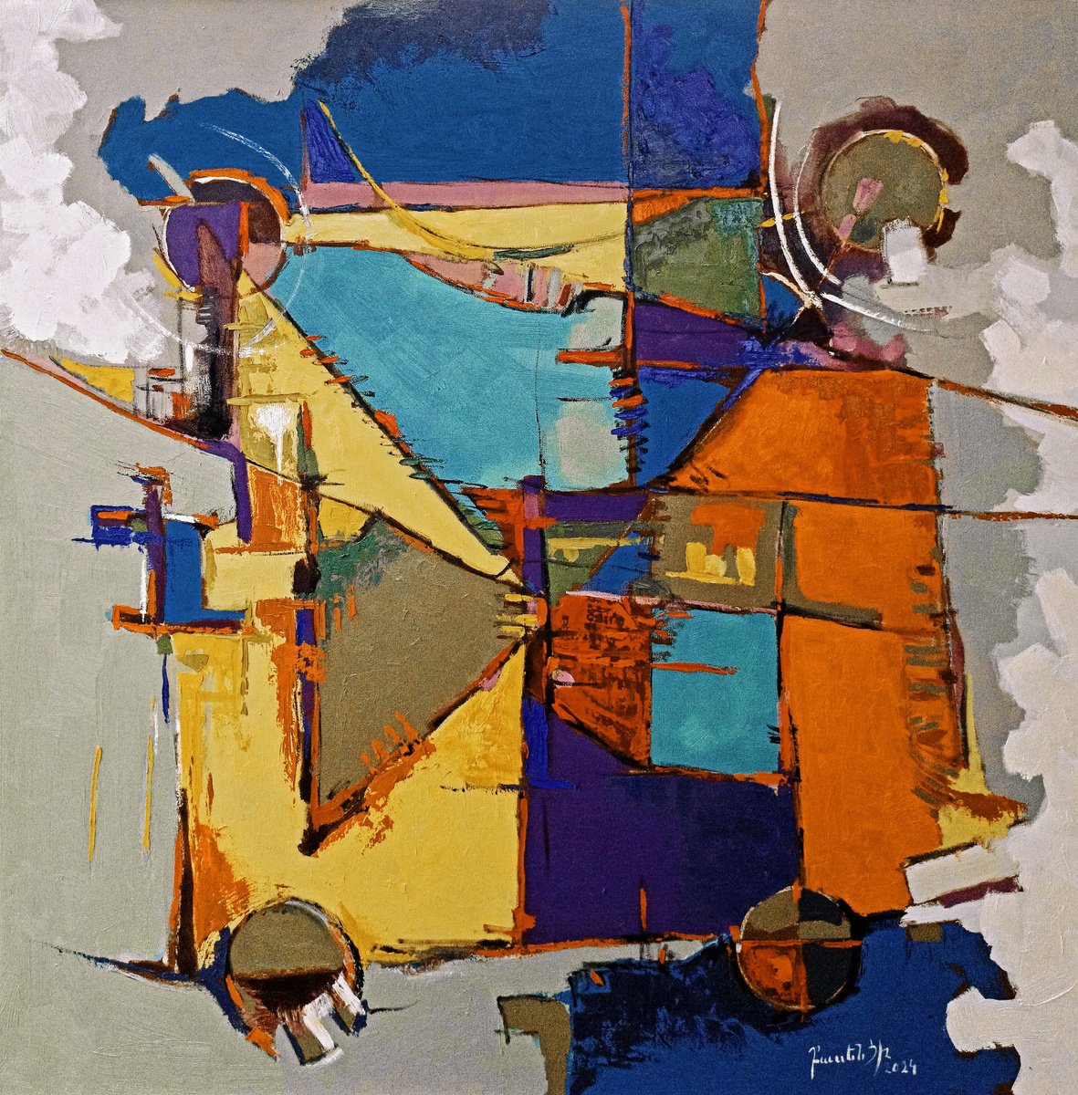 Abstract Oil Painting By Artyom Basenci, 39 X 39, Abstract Wedding, Original Artwork