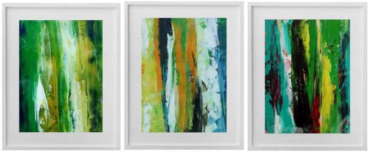 Organic Abstract Acrylic Painting By Francisco Santos, 21 X 9, Study Of The Day - Wednesday 8, Original Artwork