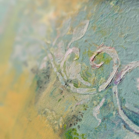 Crane in a floral stillness