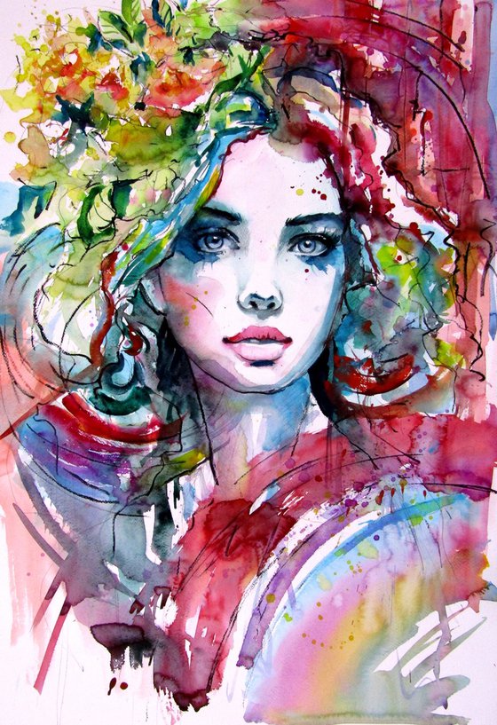 Girl with florals
